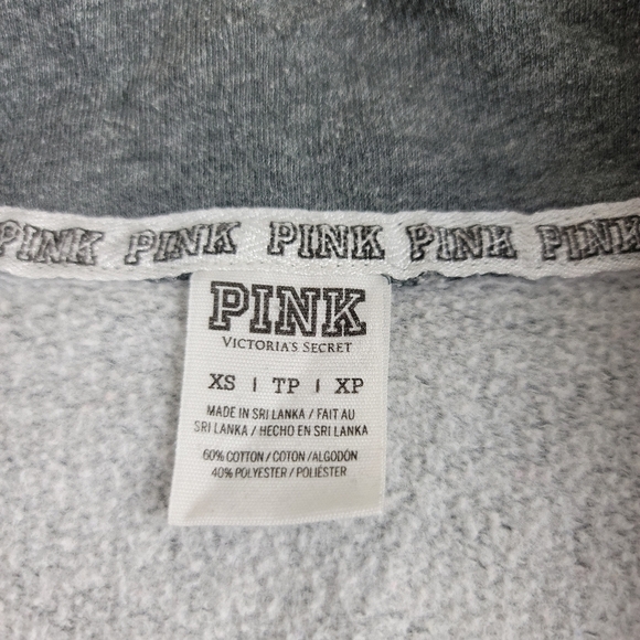 Victoria Secret PINK Grey Iconic Logo Pullover Quarter Zip Sweater Size XS - Picture 6 of 9